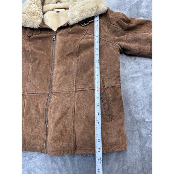 Wilson Leather Suede Faux Shearling Aviator Jacket Brown Coat Women’s Medium - Picture 9 of 12